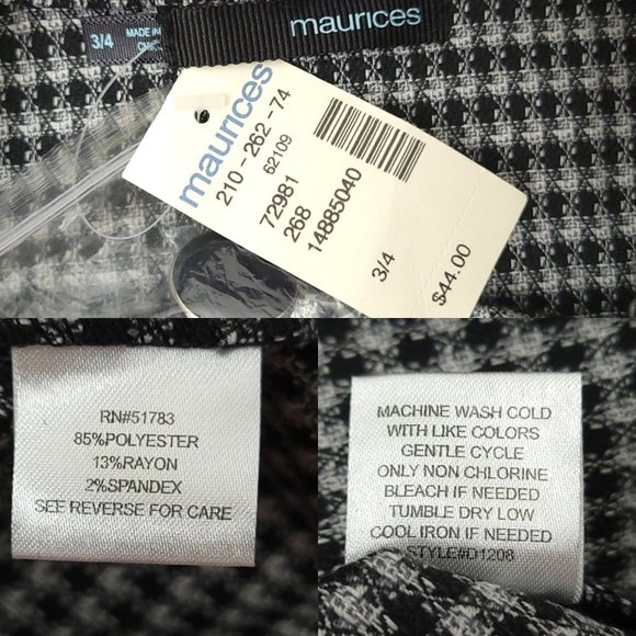 Maurices Black White Houndstooth Plaid Check Dress Size 3/4 Sleeveless NEW - Picture 6 of 12